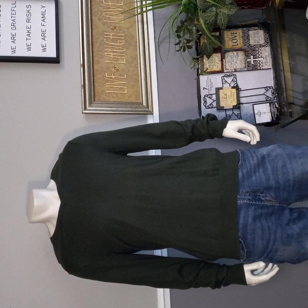 Sonoma Army Green, Long Sleeve, V Neck Sweater
